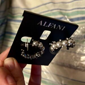 Alfani women’s hoop faux pearl earrings costume jewelry NWT